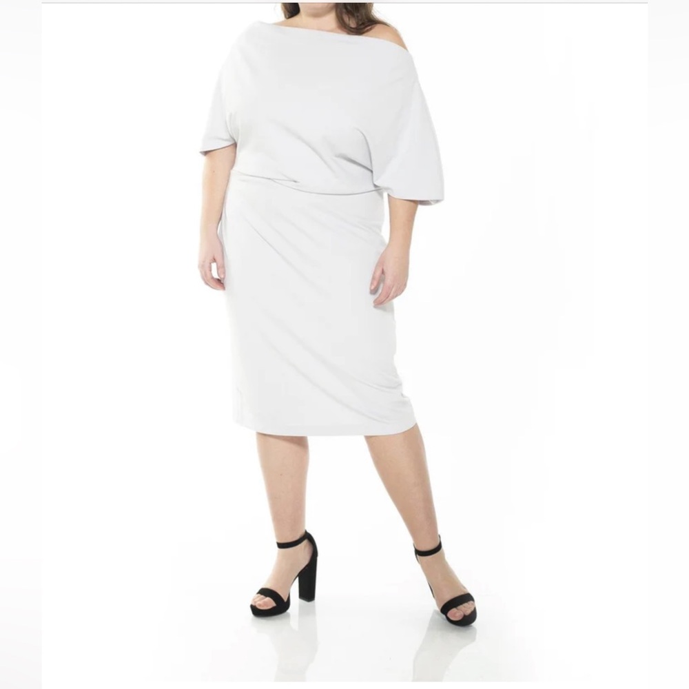 Off-Shoulder White Midi Dress